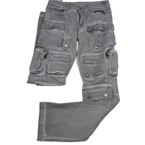 FIRST ROW Men's 32X32 Essential Y2k Wide Fit Utility Cargo Denim Pants